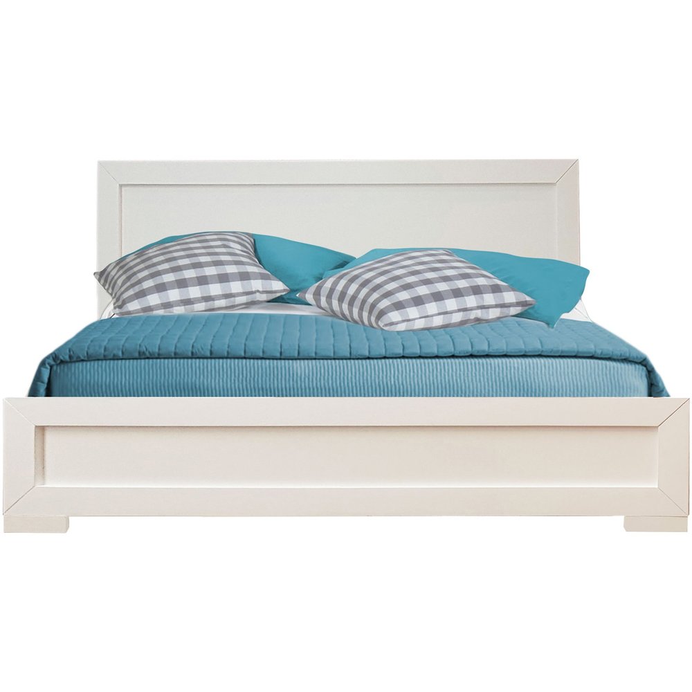 Brown Inlaid Panels Solid Wood Queen Bed Frame