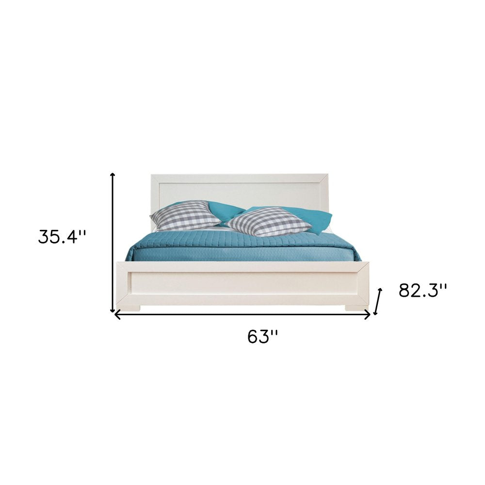 Brown Inlaid Panels Solid Wood Queen Bed Frame