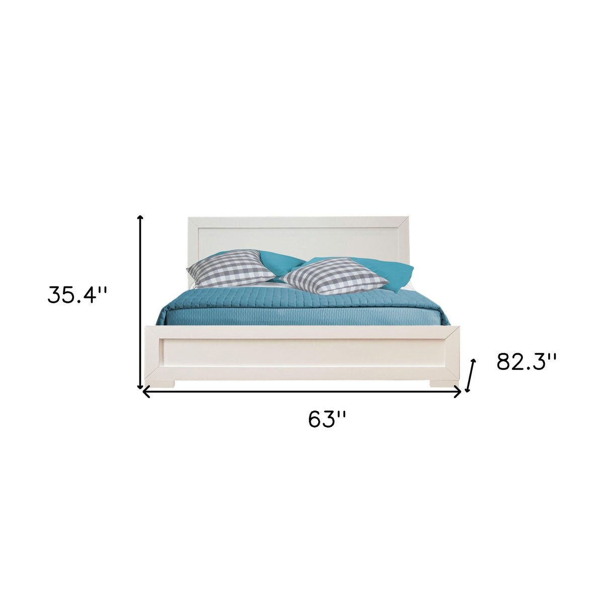 White Solid and Manufactured Wood Queen Bed Frame