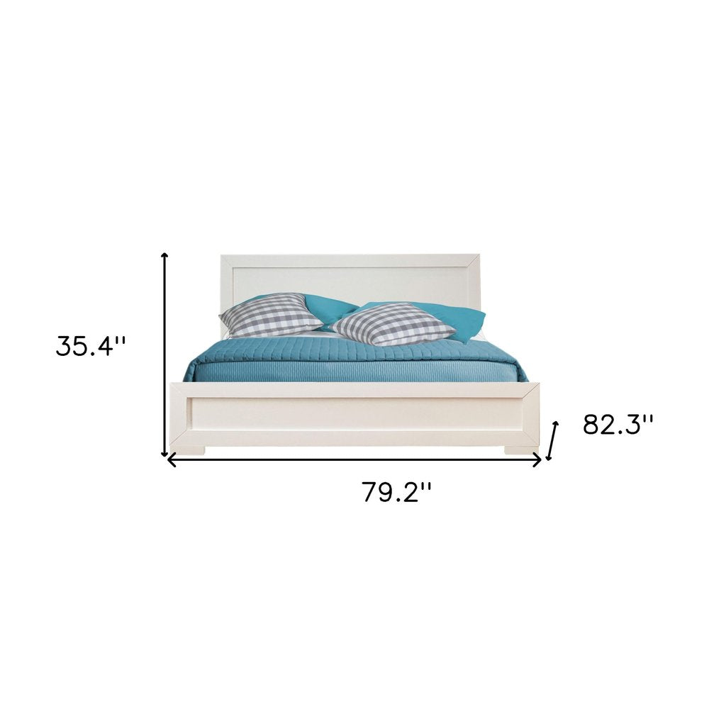 Brown Inlaid Panels Solid Wood Queen Bed Frame