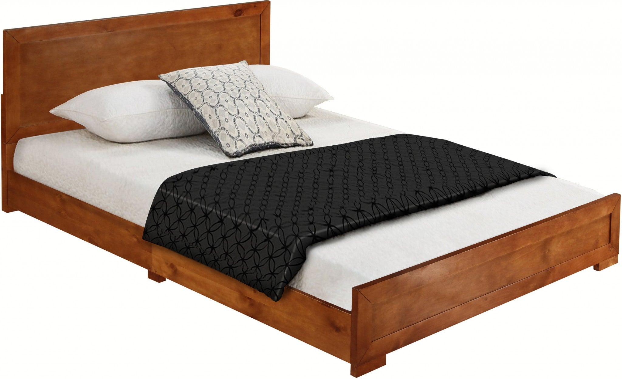 White Solid and Manufactured Wood Queen Bed Frame