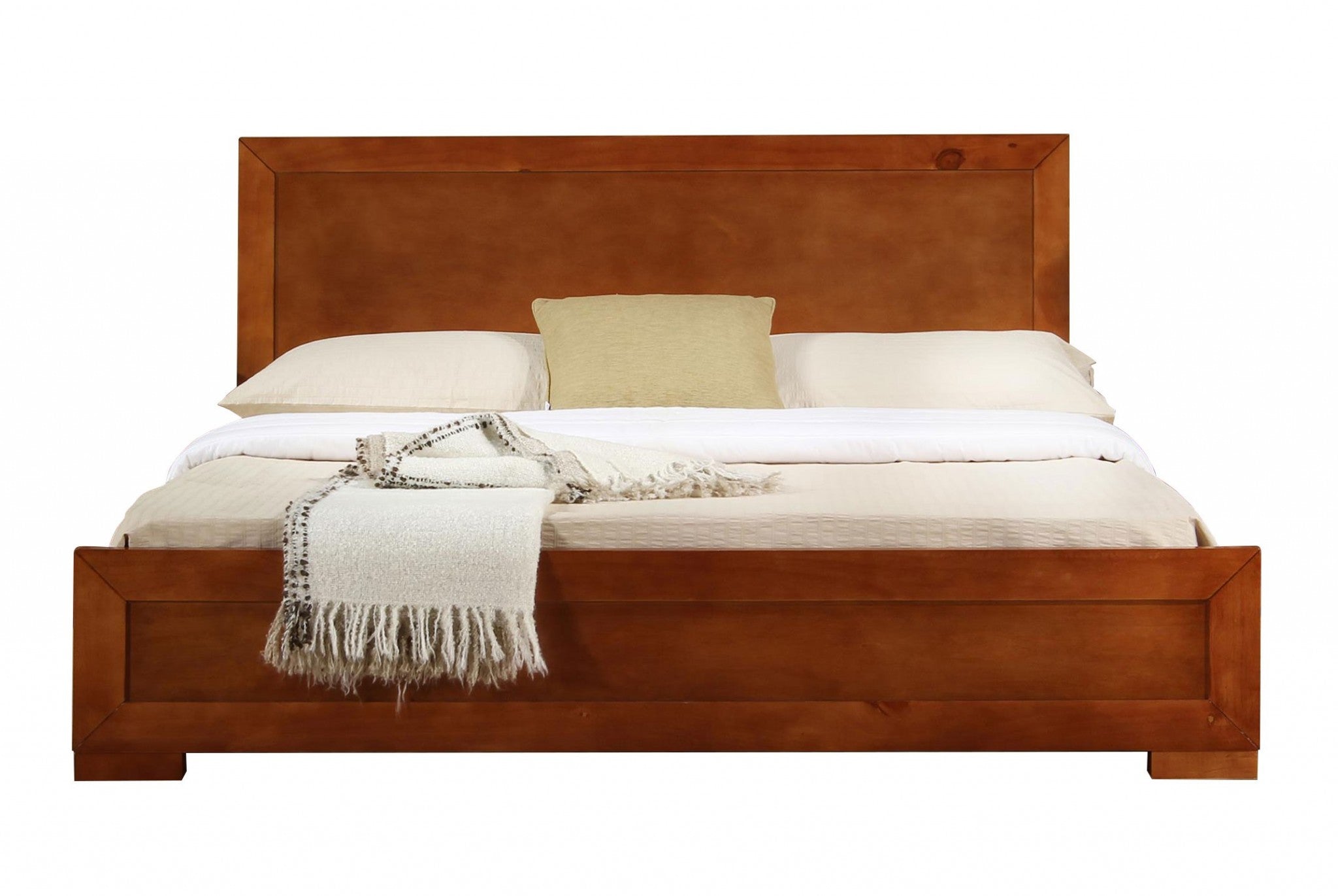 White Solid and Manufactured Wood Queen Bed Frame