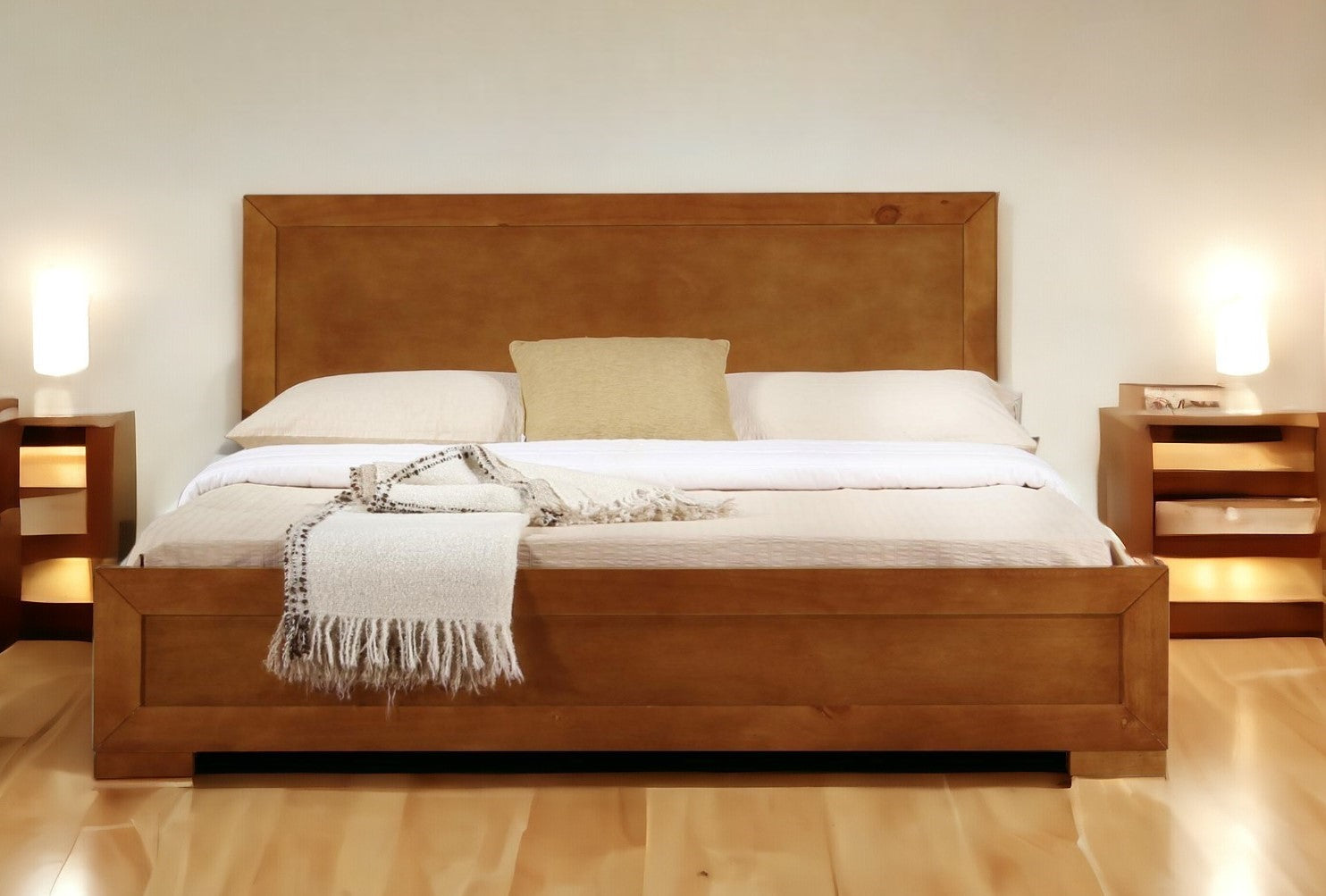 Walnut Wood Queen Platform Bed