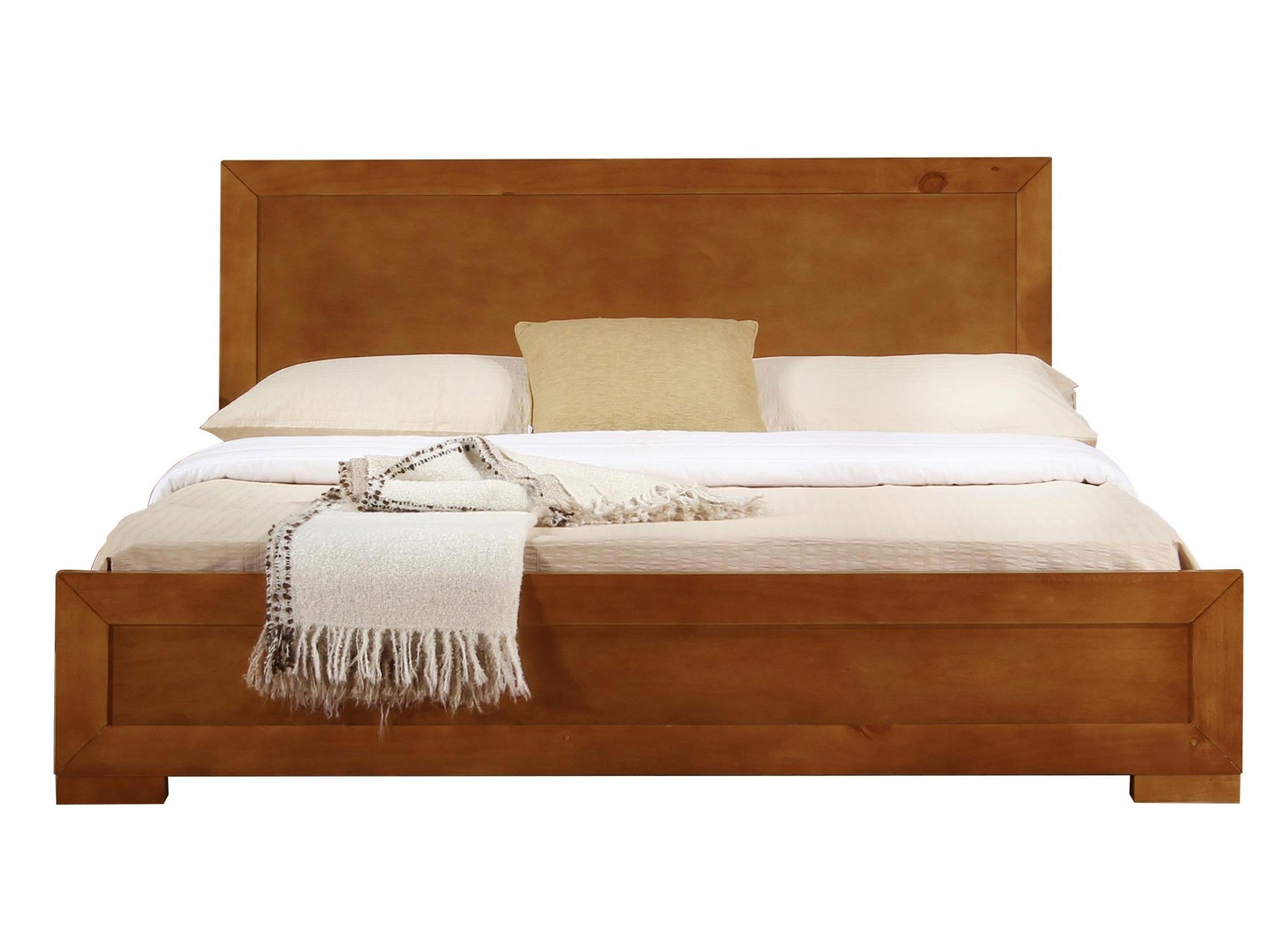 White Solid and Manufactured Wood Queen Bed Frame