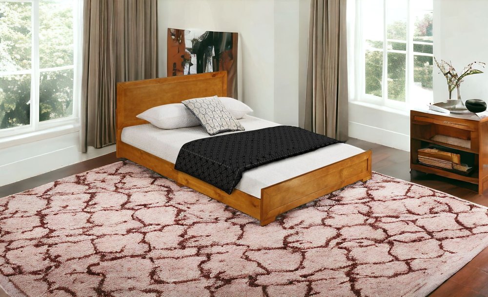 Brown Wood King Bed Frame