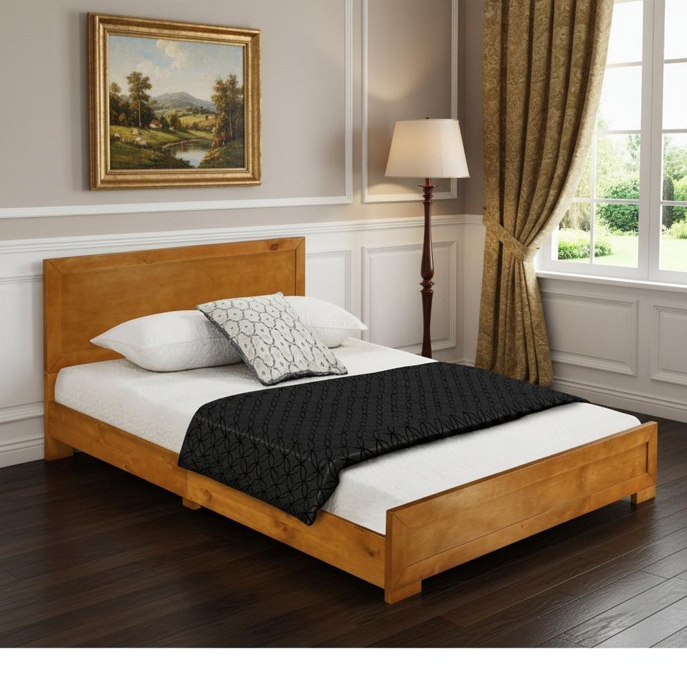 Oak Solid and Manufactured Wood Queen Bed Frame