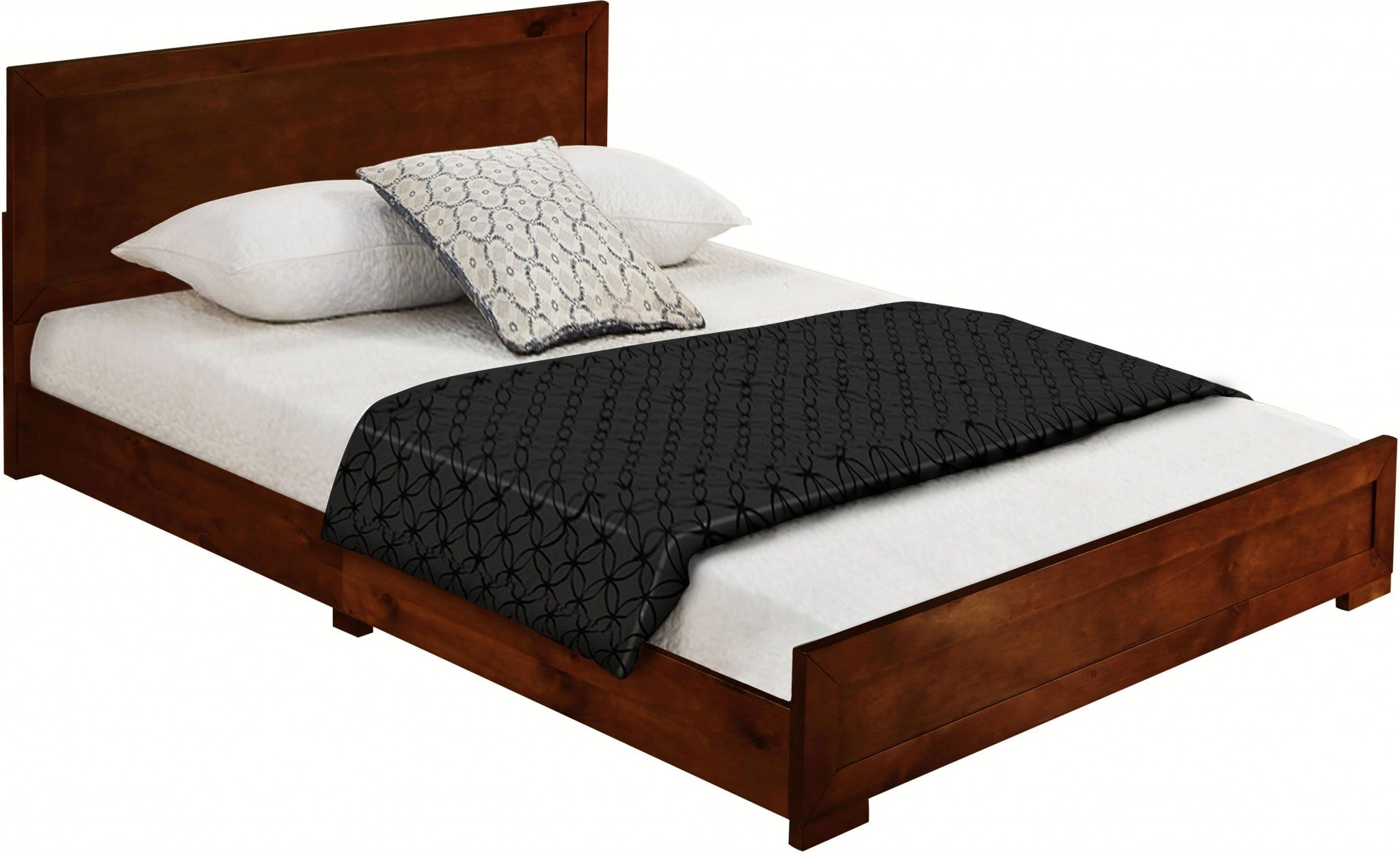 White Solid and Manufactured Wood Queen Bed Frame