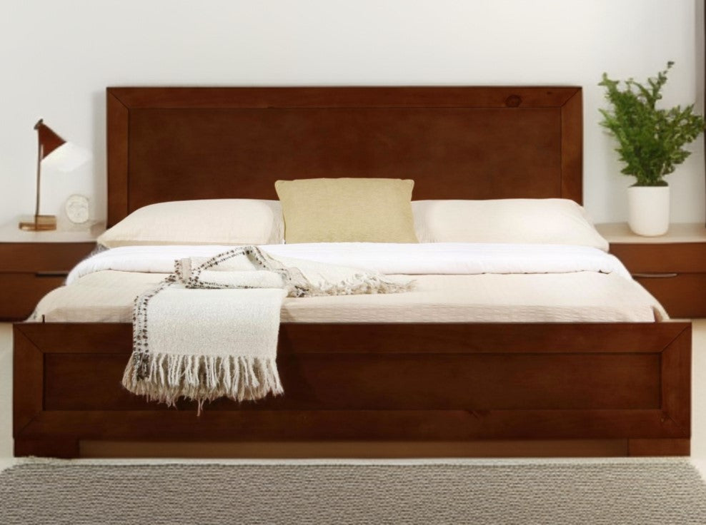 Walnut Wood Queen Platform Bed