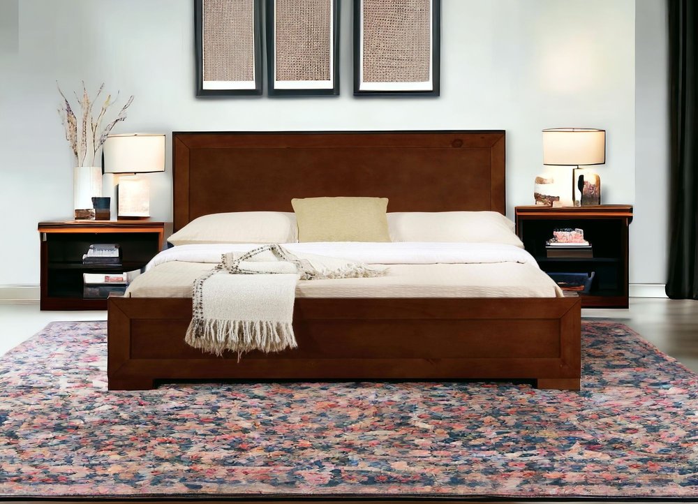Brown Wood King Bed Frame