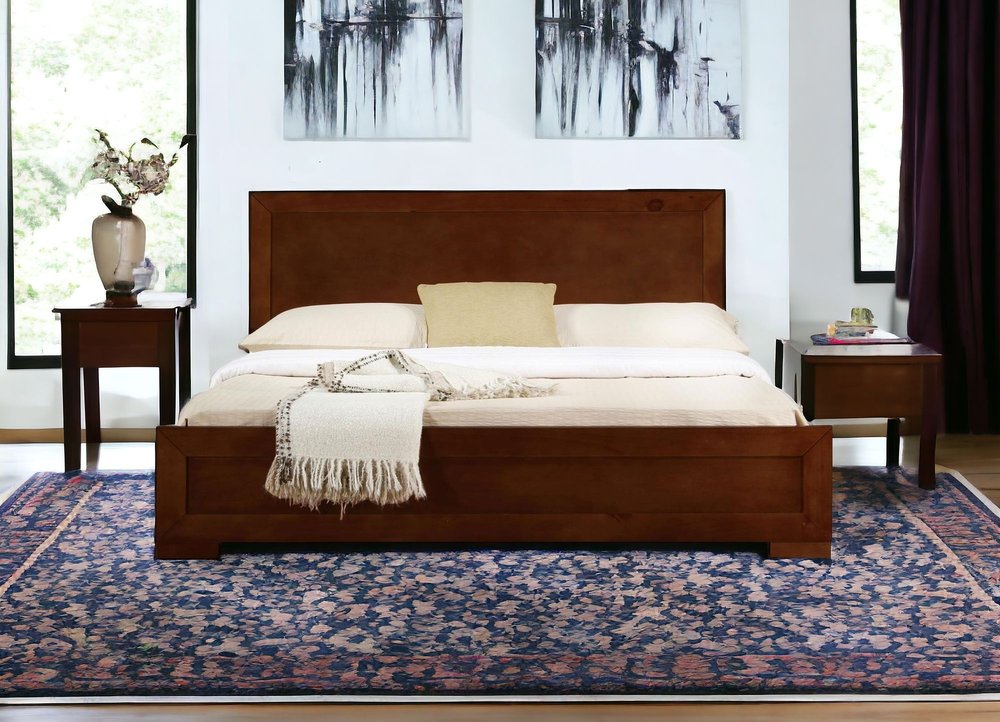 Brown Wood King Bed Frame
