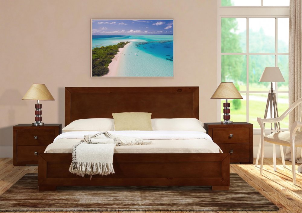 Brown Wood King Bed Frame