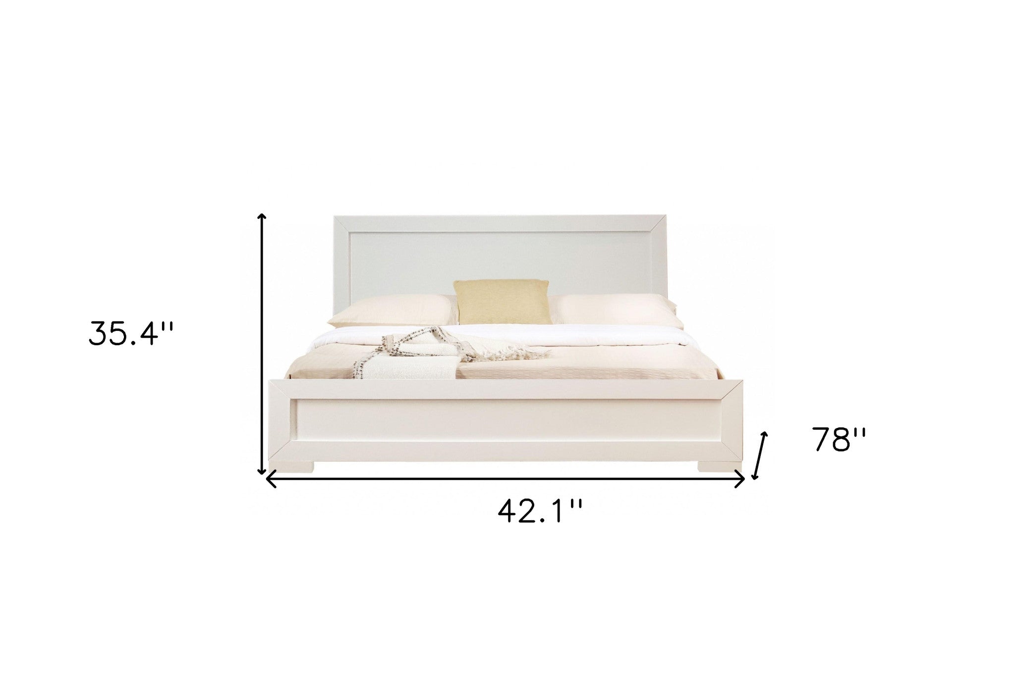 White Solid and Manufactured Wood Queen Bed Frame