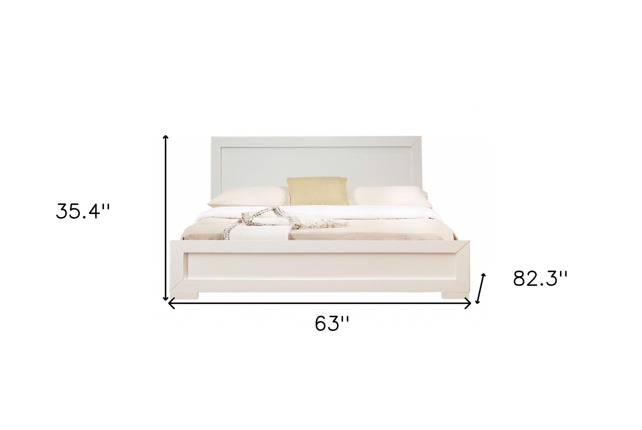 White Solid and Manufactured Wood Queen Bed Frame