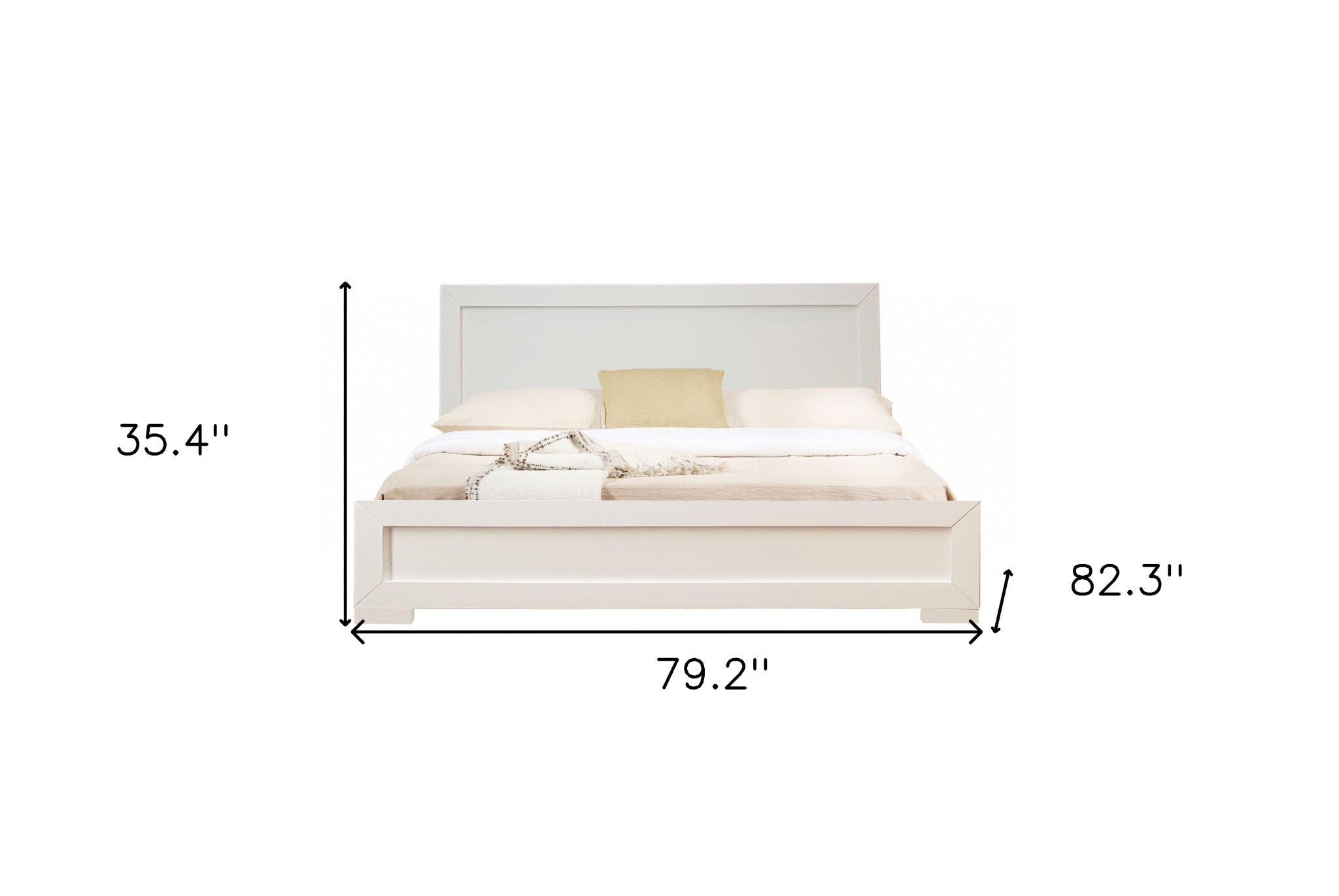 White Solid and Manufactured Wood Queen Bed Frame