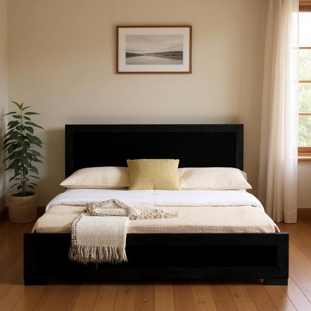 Brown Wood King Bed Frame
