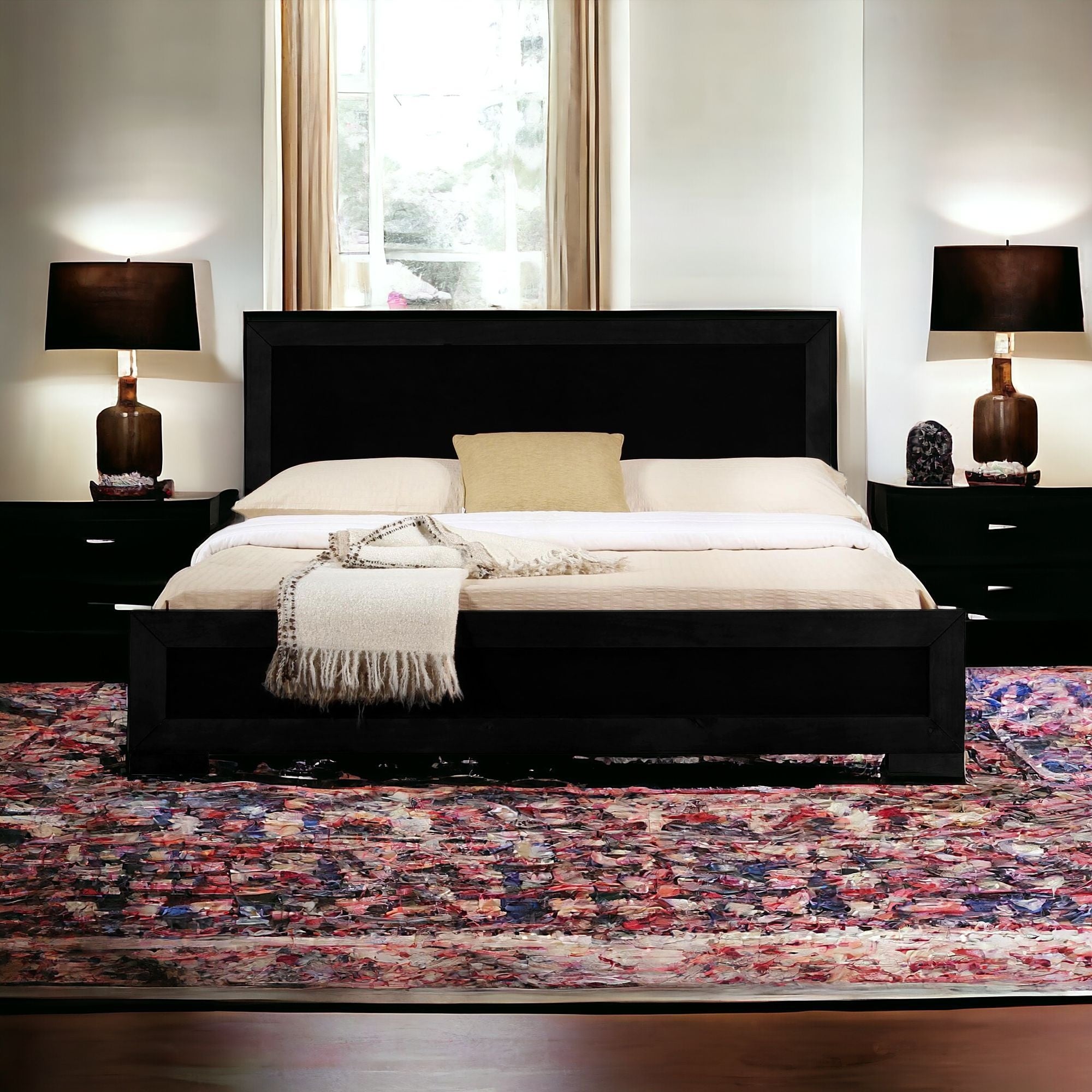 Walnut Wood Queen Platform Bed