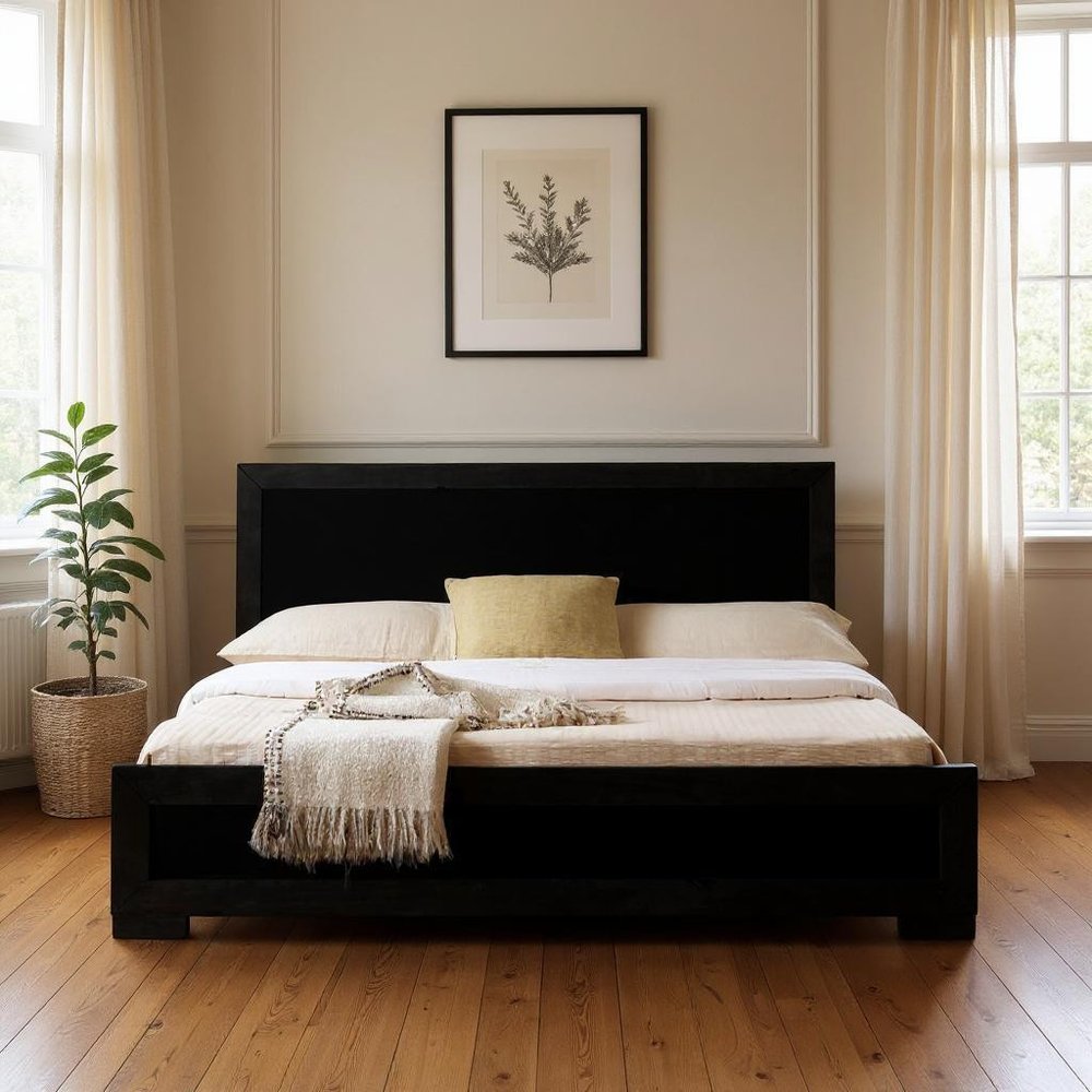 Brown Wood King Bed Frame
