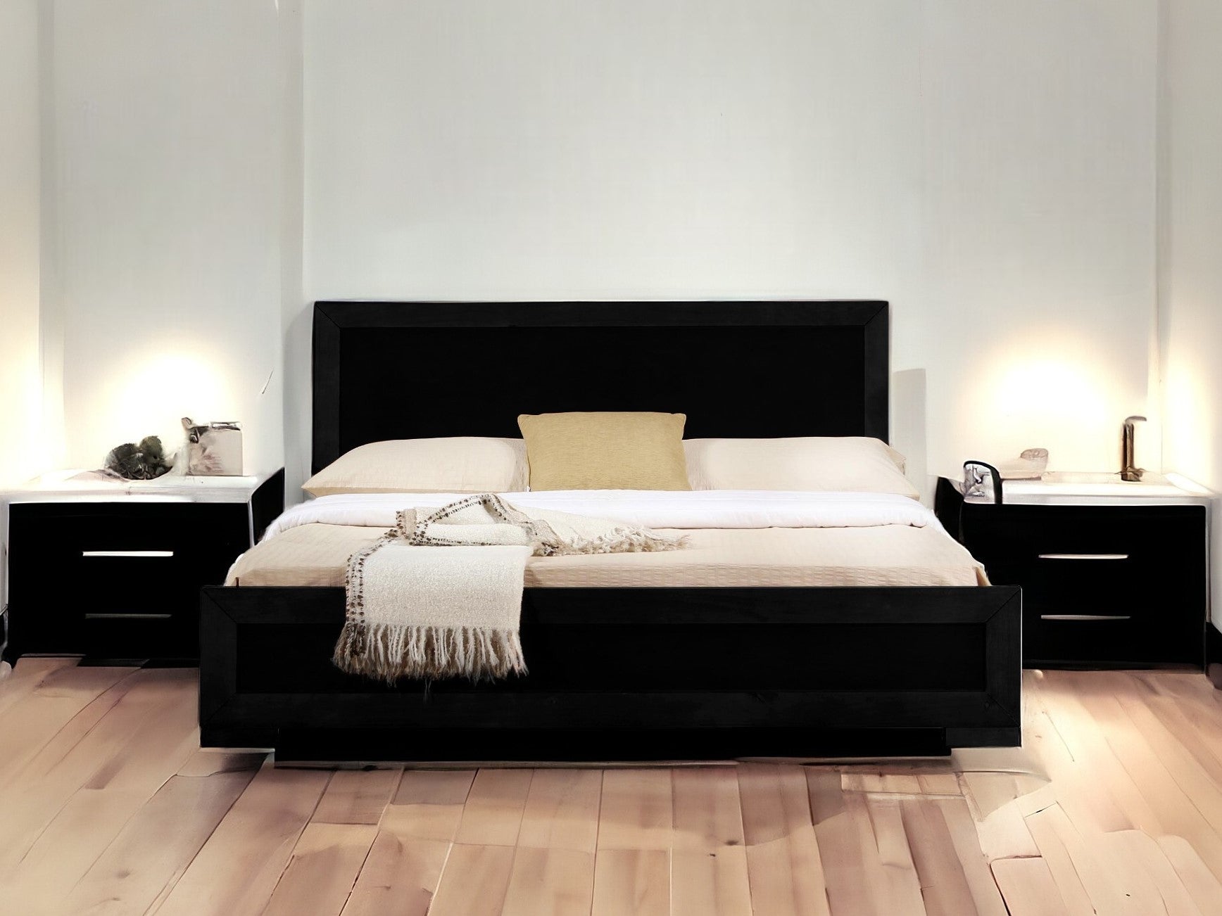 Walnut Wood Queen Platform Bed