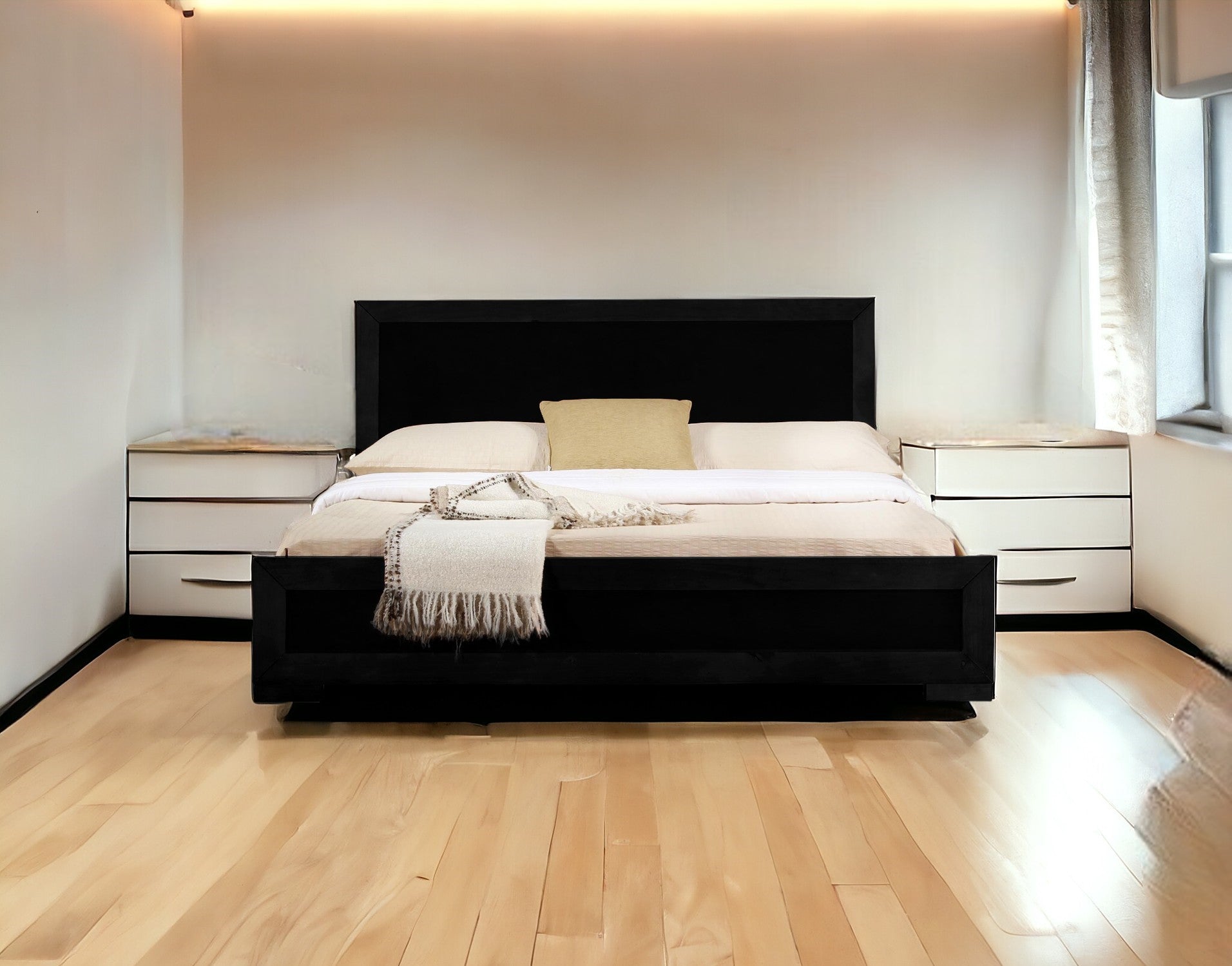 Walnut Wood Queen Platform Bed