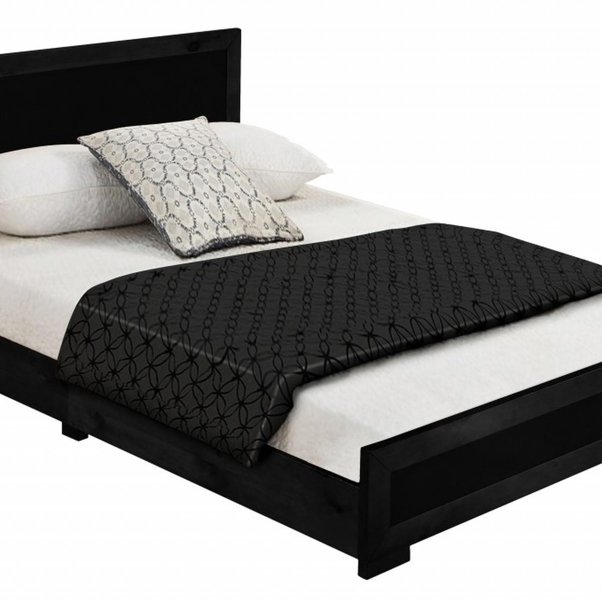 Black Solid and Manufactured Wood King Bed Frame