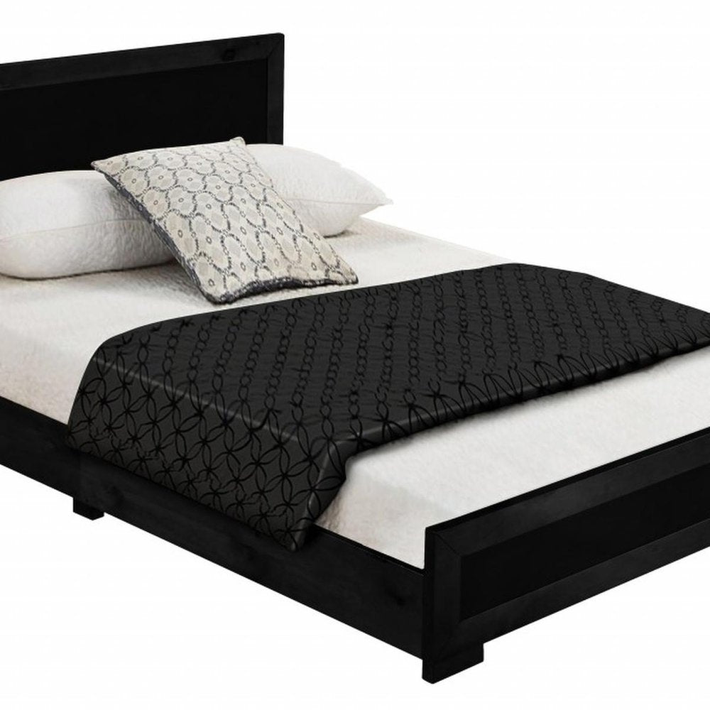 Black Wood Queen Bed Frame