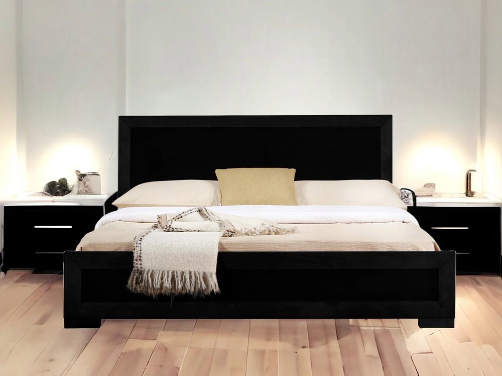 Brown Wood King Bed Frame