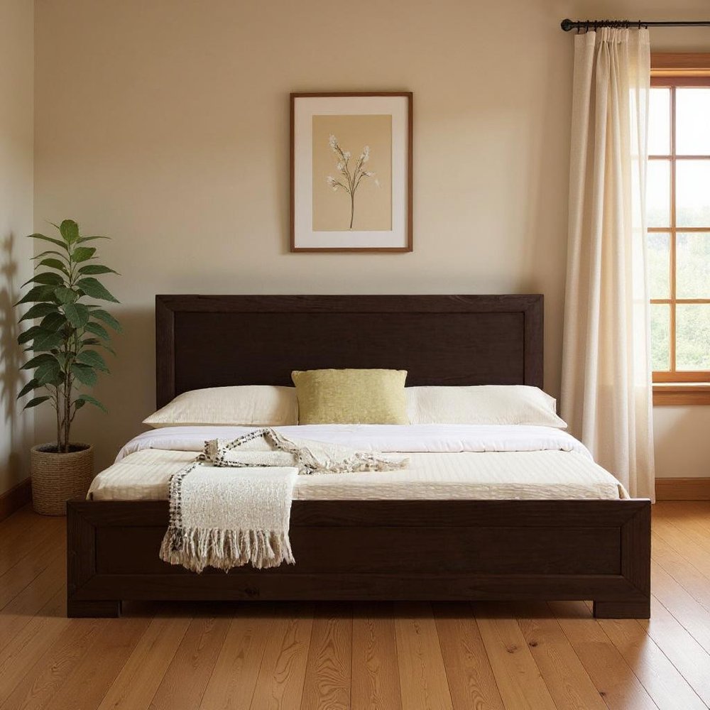 Brown Wood King Bed Frame