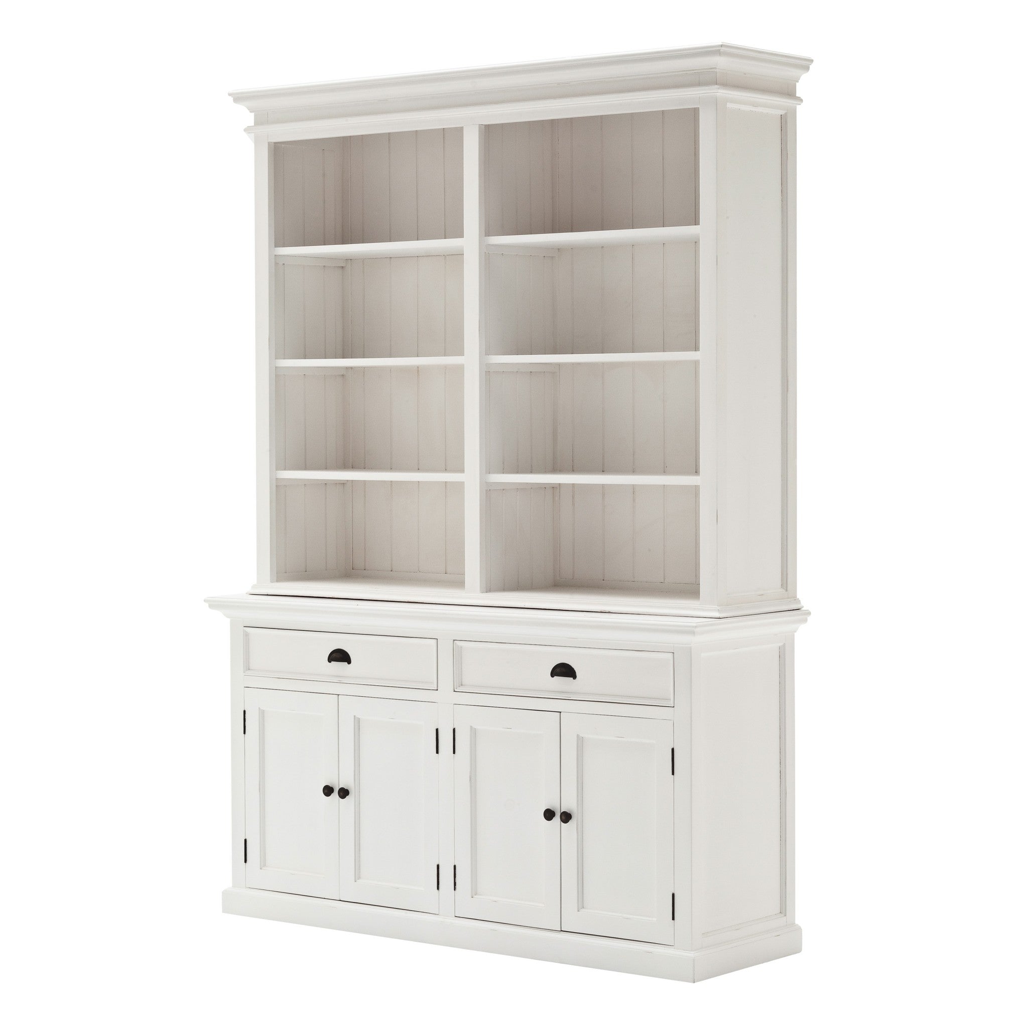 87" White Solid Wood Four Tier Bookcase
