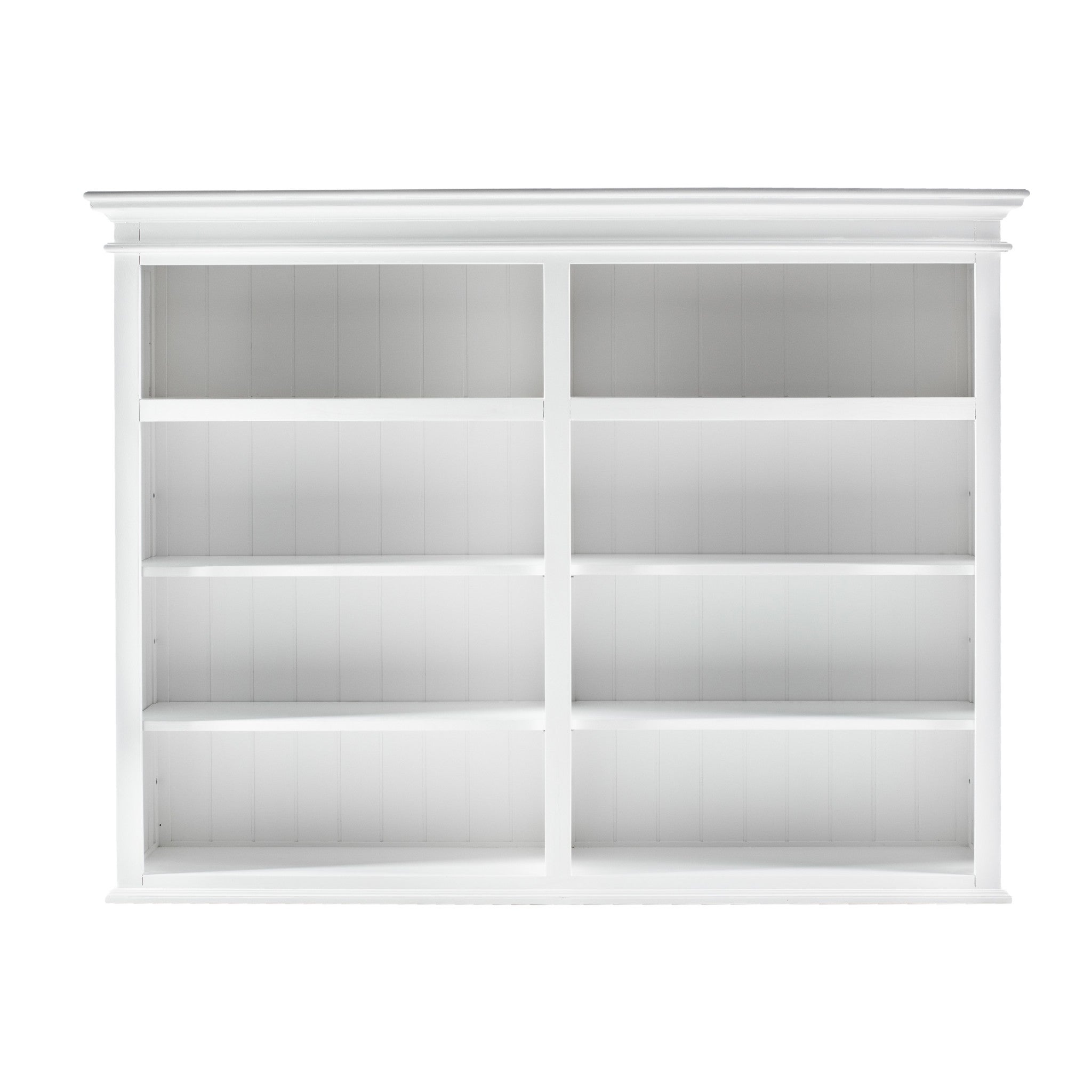 87" White Solid Wood Four Tier Bookcase