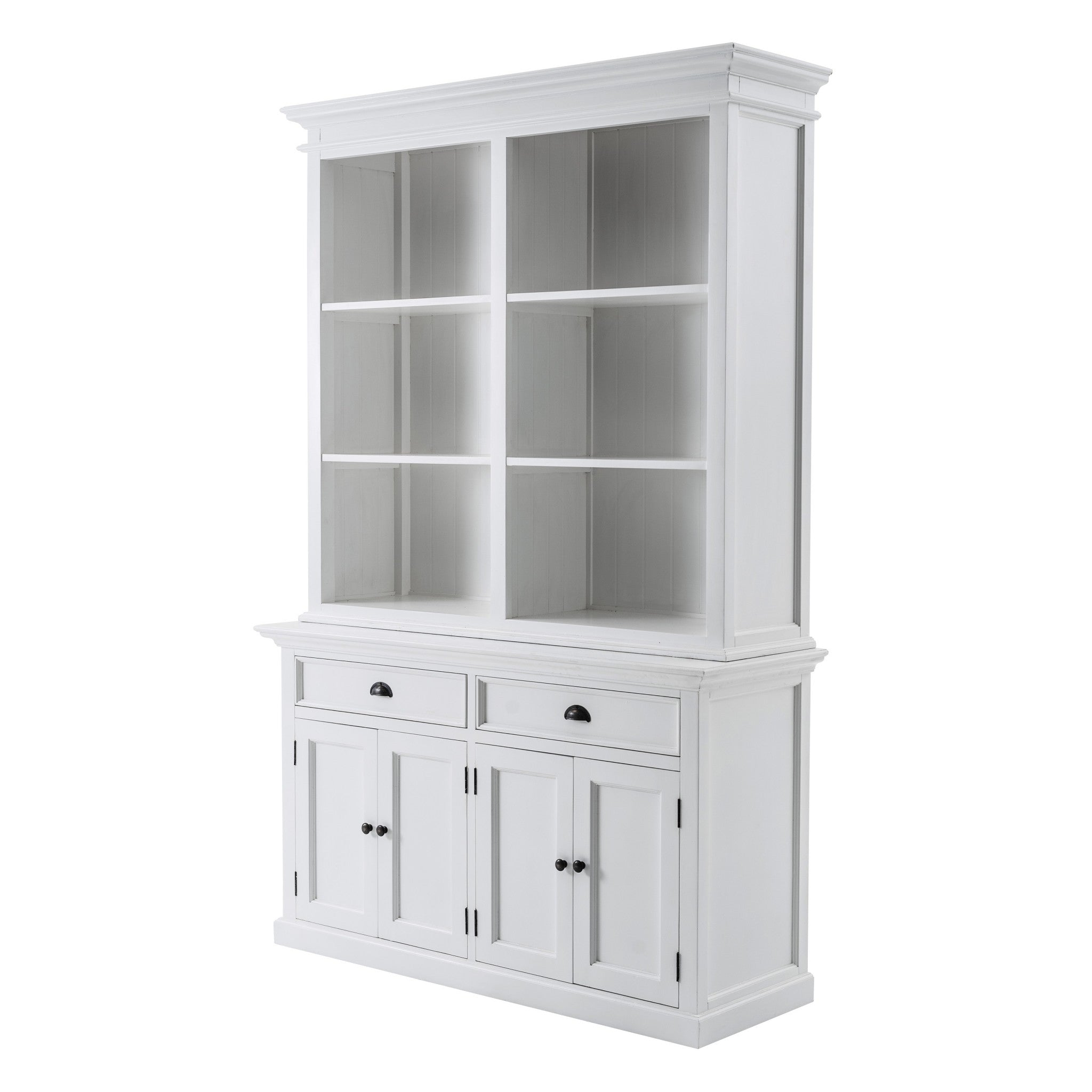 87" White Solid Wood Adjustable Four Tier Bookcase