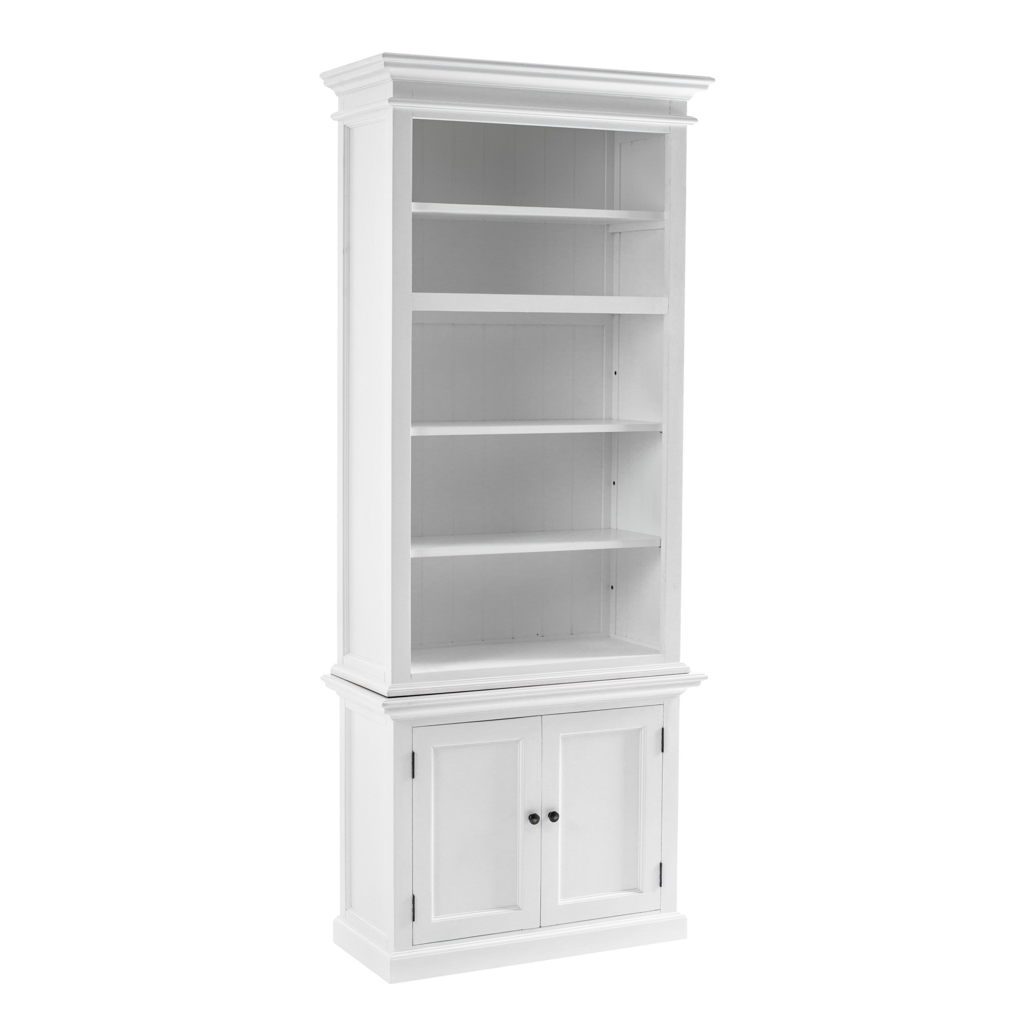 87" White Solid Wood Adjustable Four Tier Bookcase
