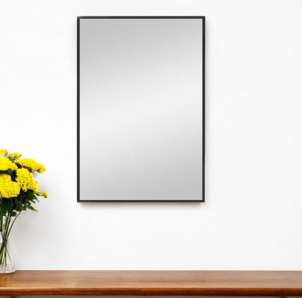 36" Black Metal Framed Accent Mirror