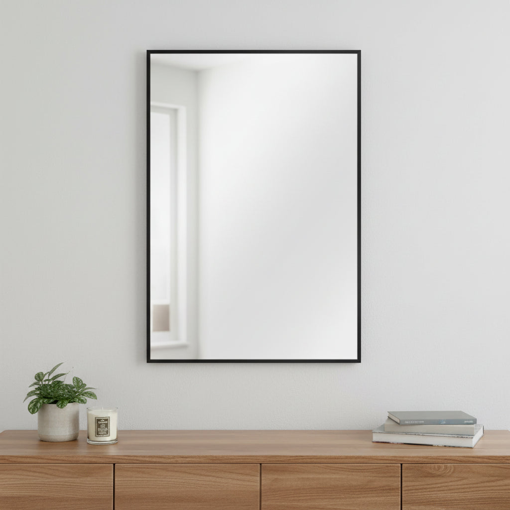 36" Black Metal Framed Accent Mirror