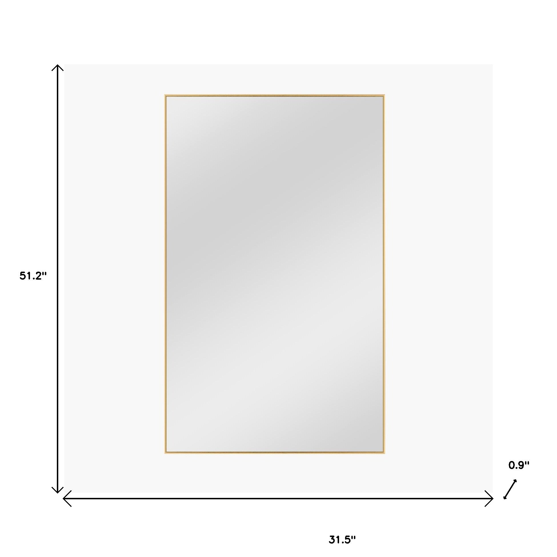 51" Gold Metal Framed Full Length Hanging Mirror