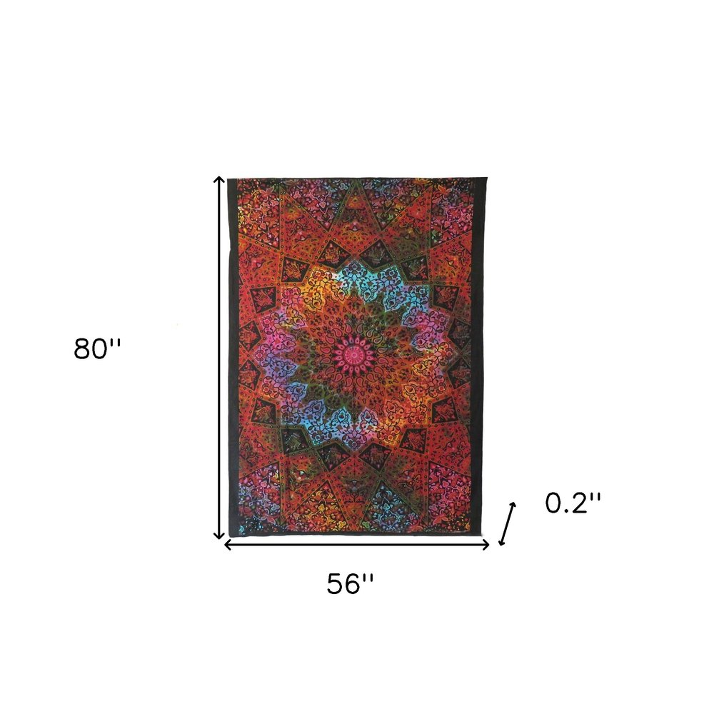 Black And Red Floral Cotton Twin Flat Sheet