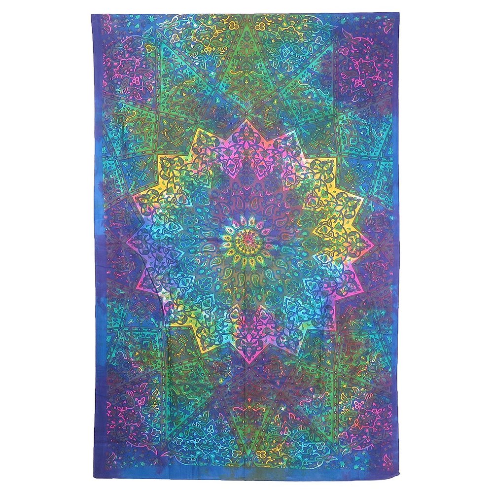 Blue And Pink Floral Cotton Twin Flat Sheet