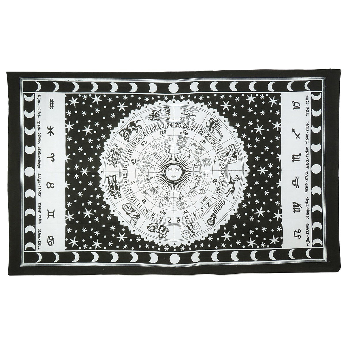 80" X 56" Black And White Cotton Hanging Tapestry