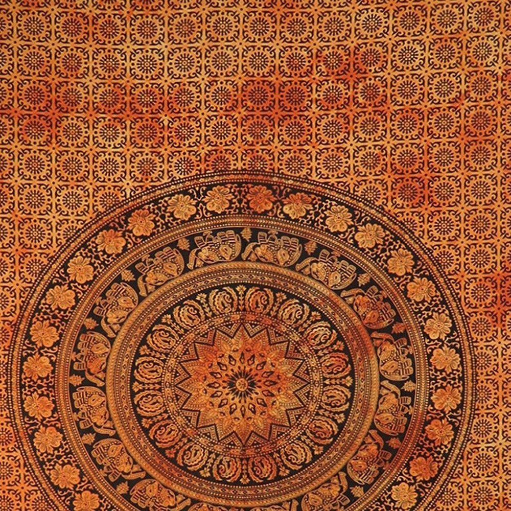 Orange and Black Floral Cotton