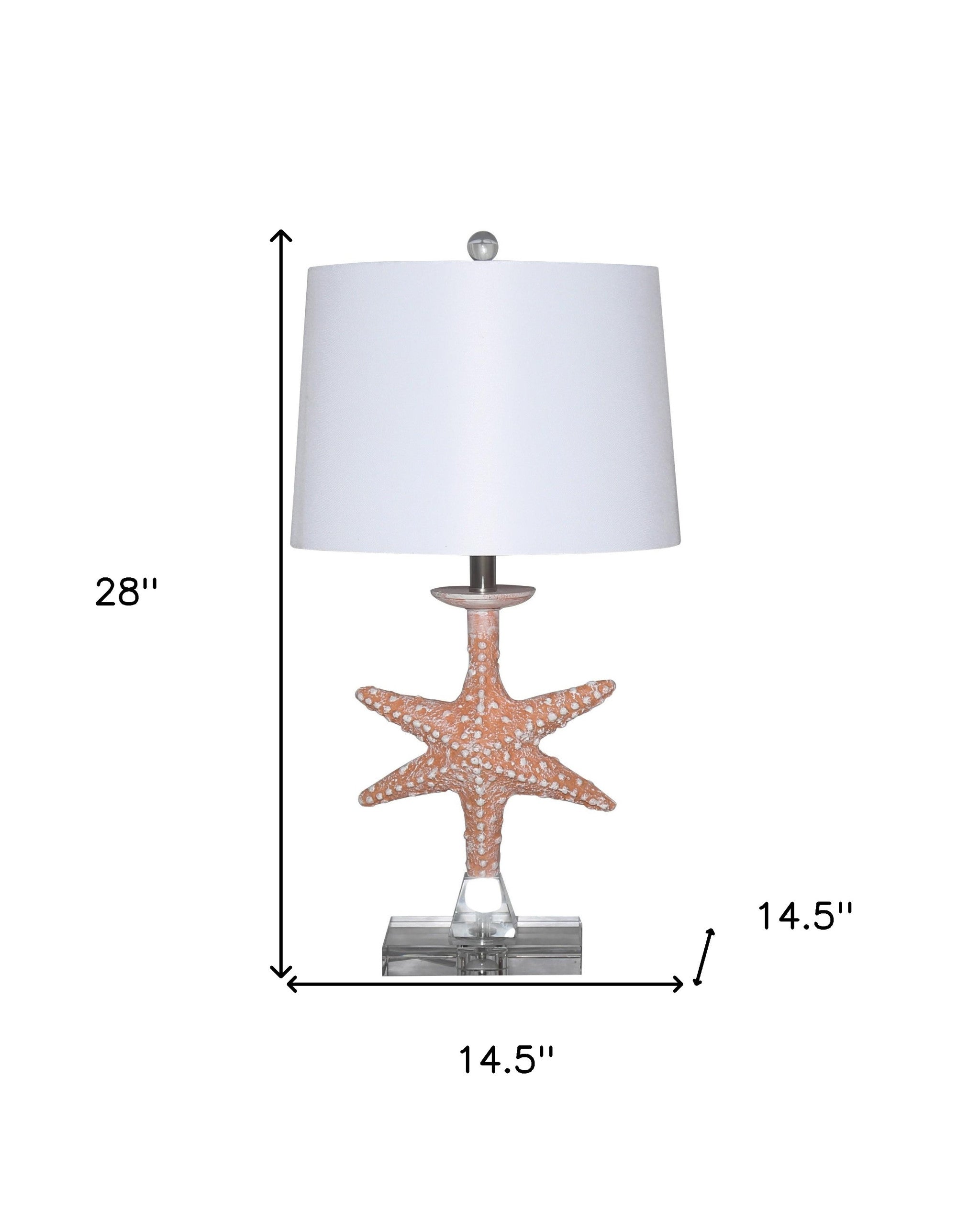 Set of Two Orange Coastal Starfish Table Lamps