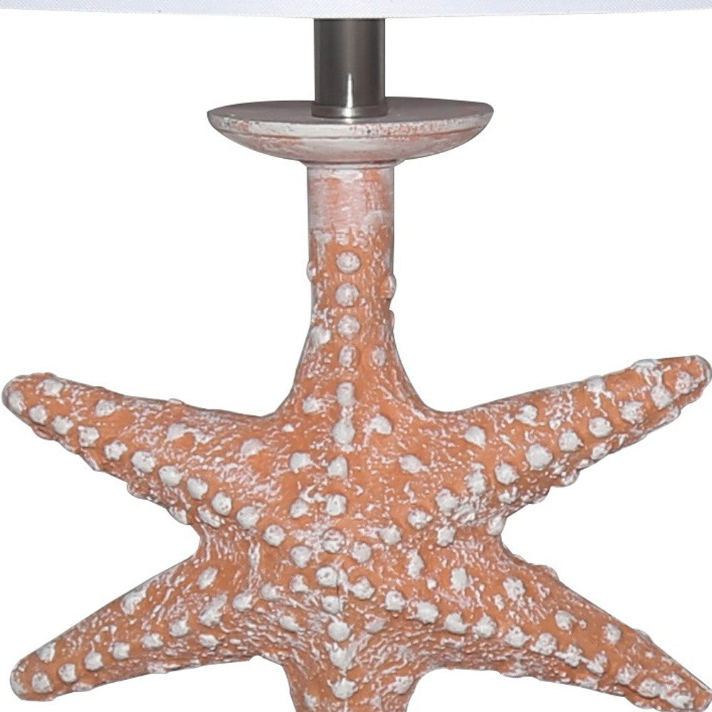 Set of Two Orange Coastal Starfish Table Lamps