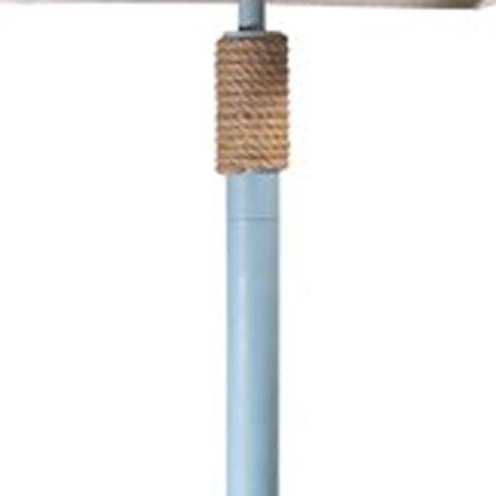 63" Blue Floor Lamp With Tan Linen Shade