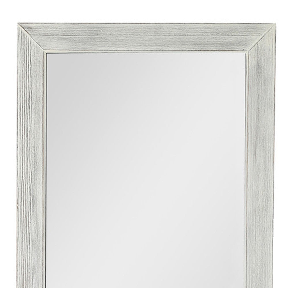 Brushed White Wooden Mirror