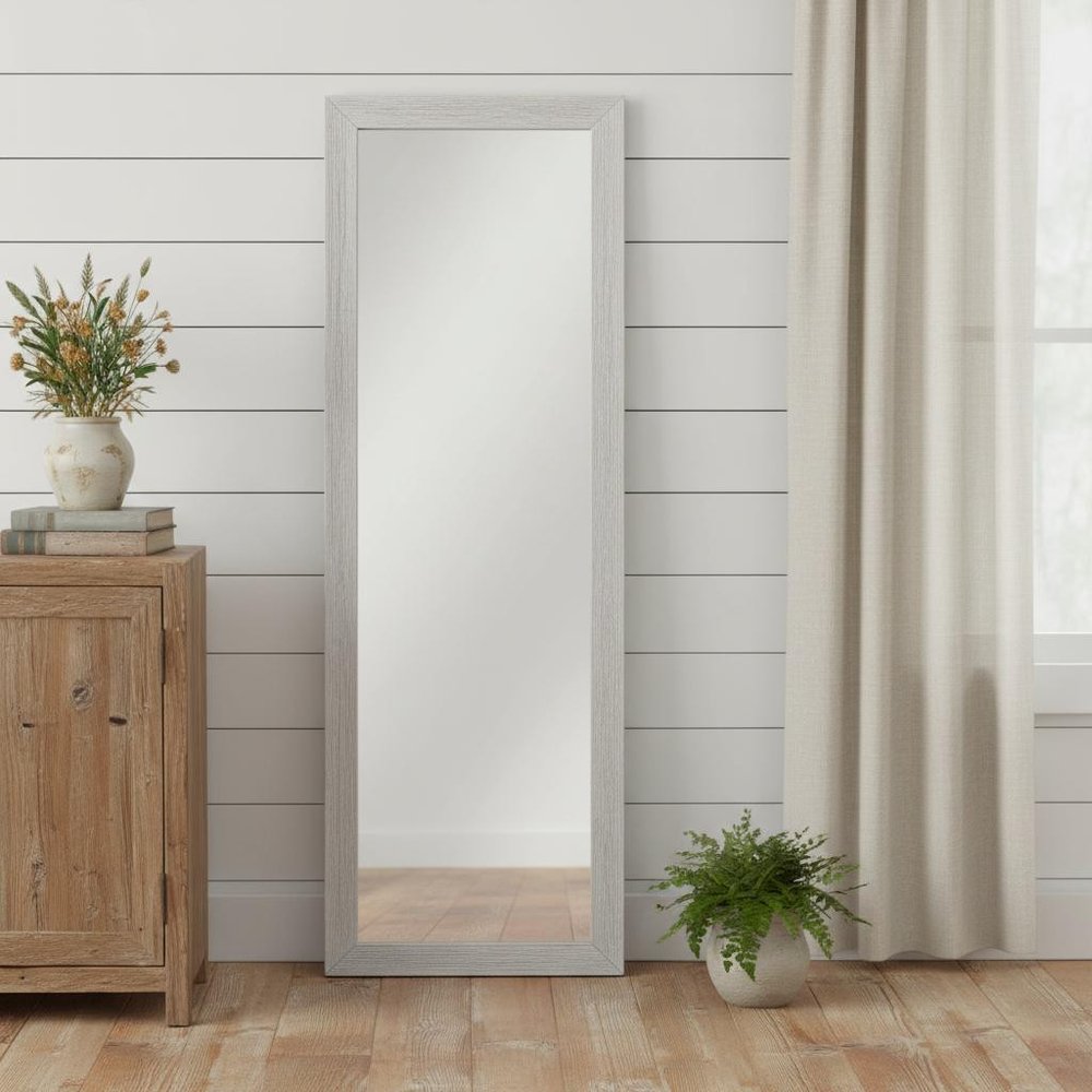 Brushed White Wooden Mirror