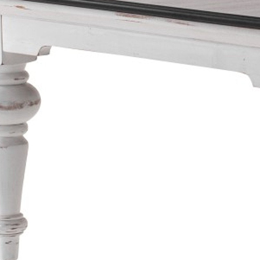 39" Brown and White Wood Square Distressed Coffee Table