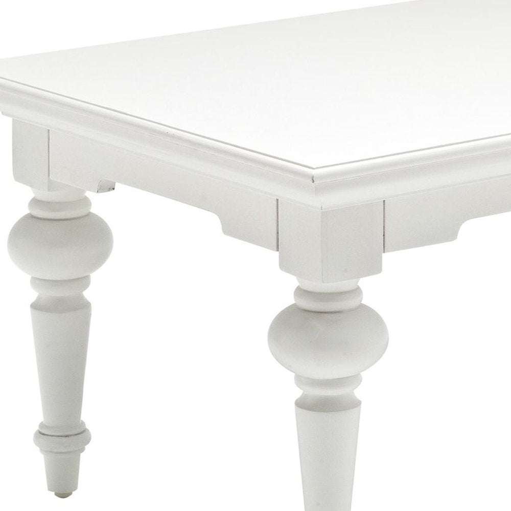 47" White Solid Wood Coffee Table