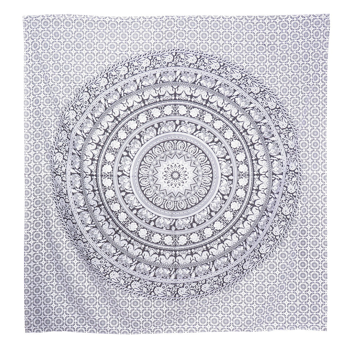 92" X 84" Black And White Mandala Cotton Hanging Tapestry