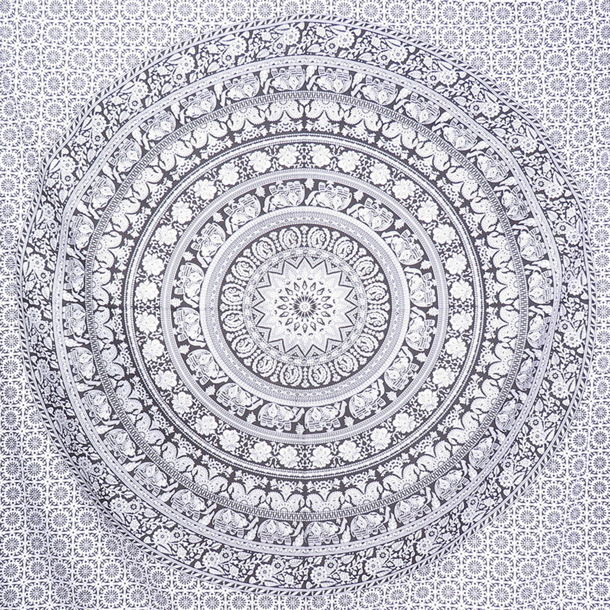 92" X 84" Black And White Mandala Cotton Hanging Tapestry