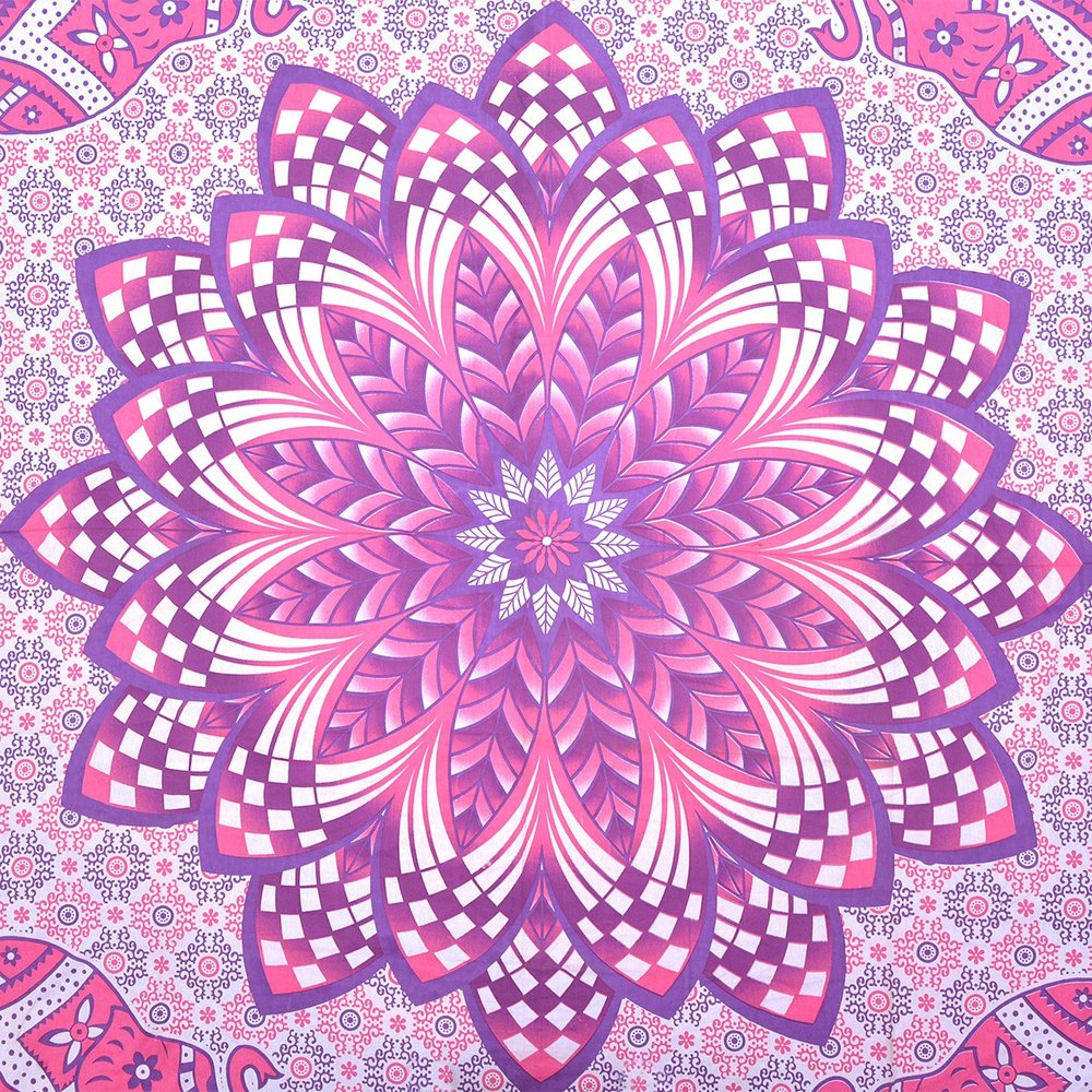 Pink And Purple Floral Cotton Queen Flat Sheet