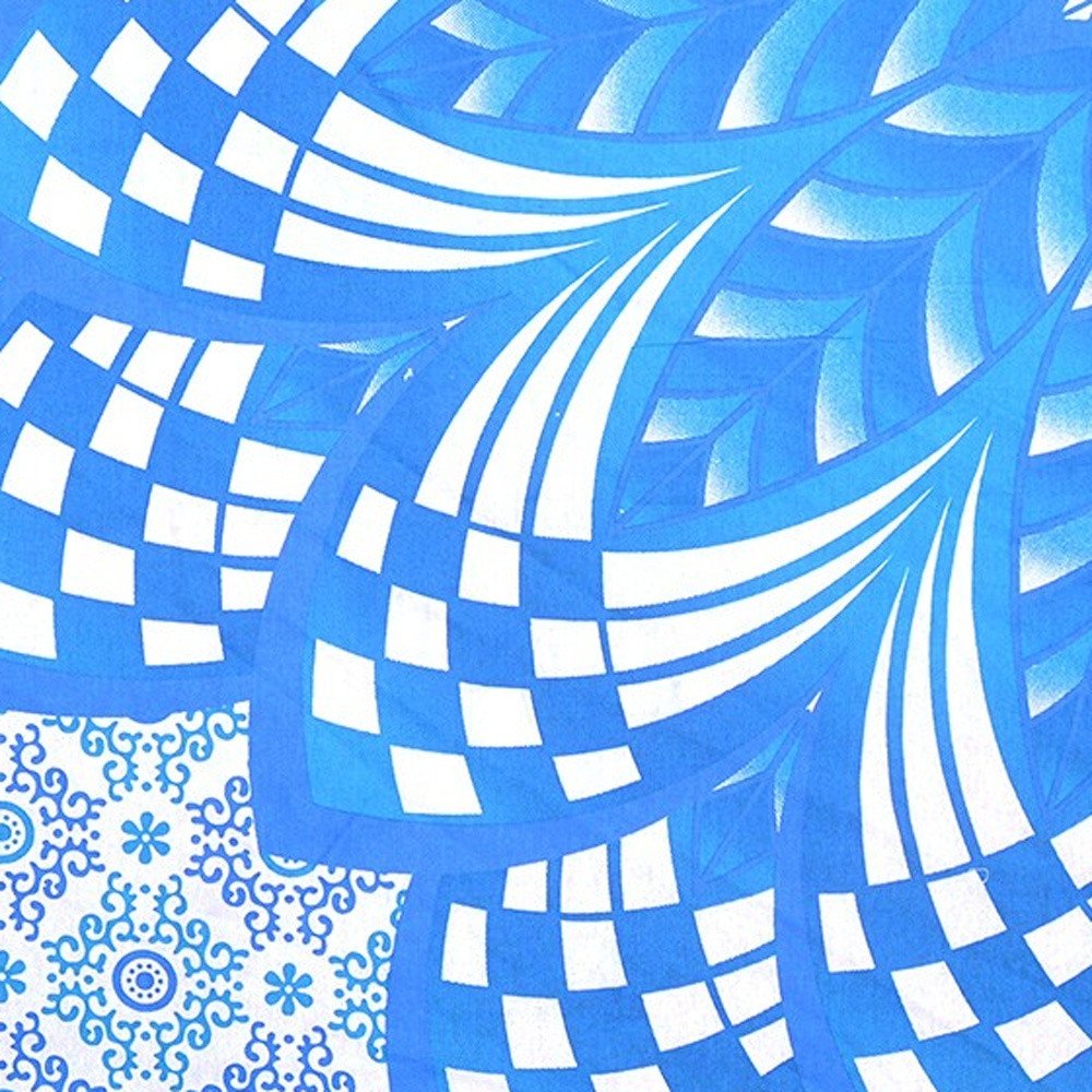 Blue And White Floral Cotton Queen Flat Sheet