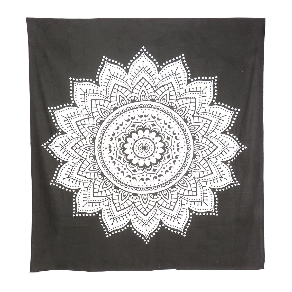 92" X 84" Black And White Mandala Cotton Hanging Tapestry